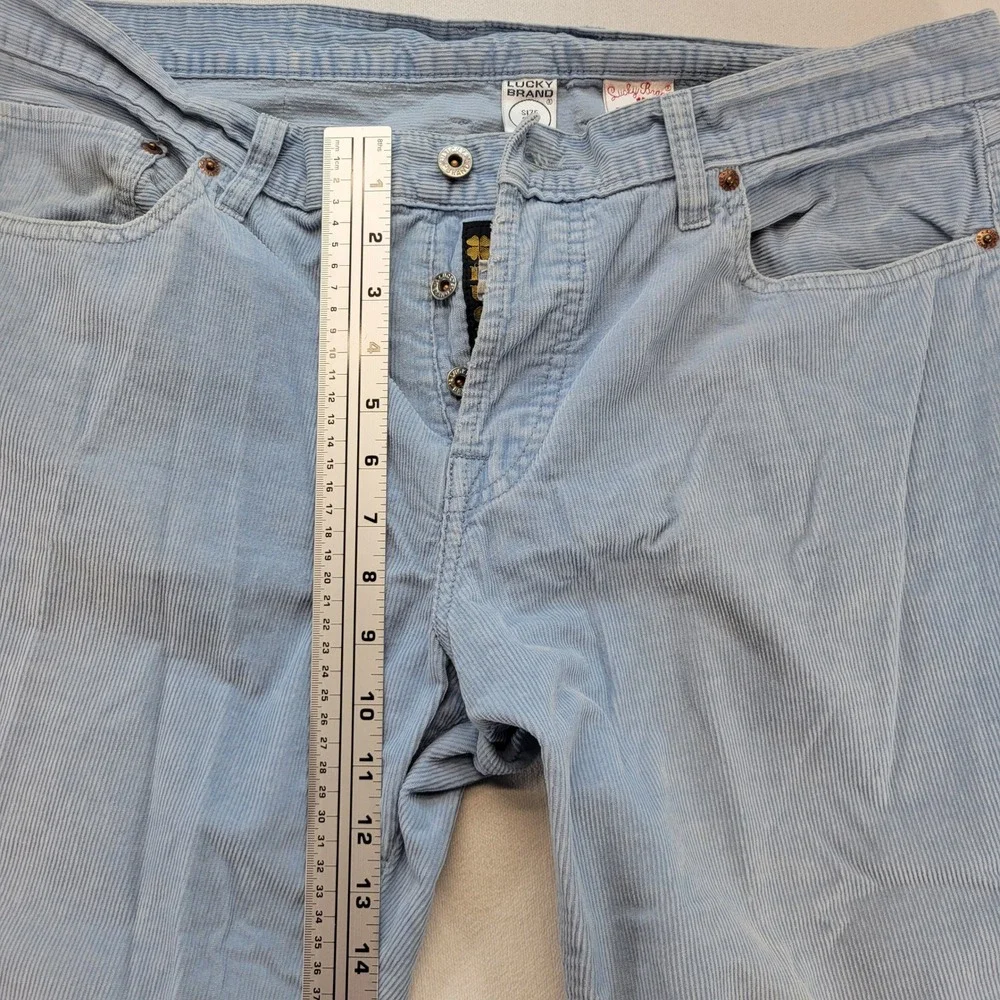 Lucky Brand Corduroy Pants Mens 36 Blue Casual Straight Leg Button Fly